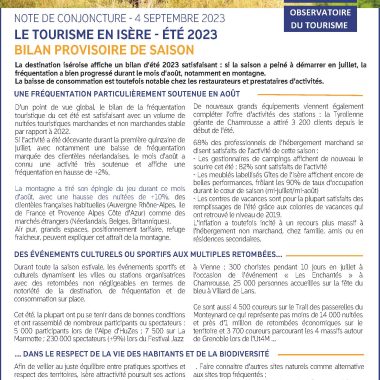 Pour les pros : note de conjoncture Isère Attractivité – Septembre 2023